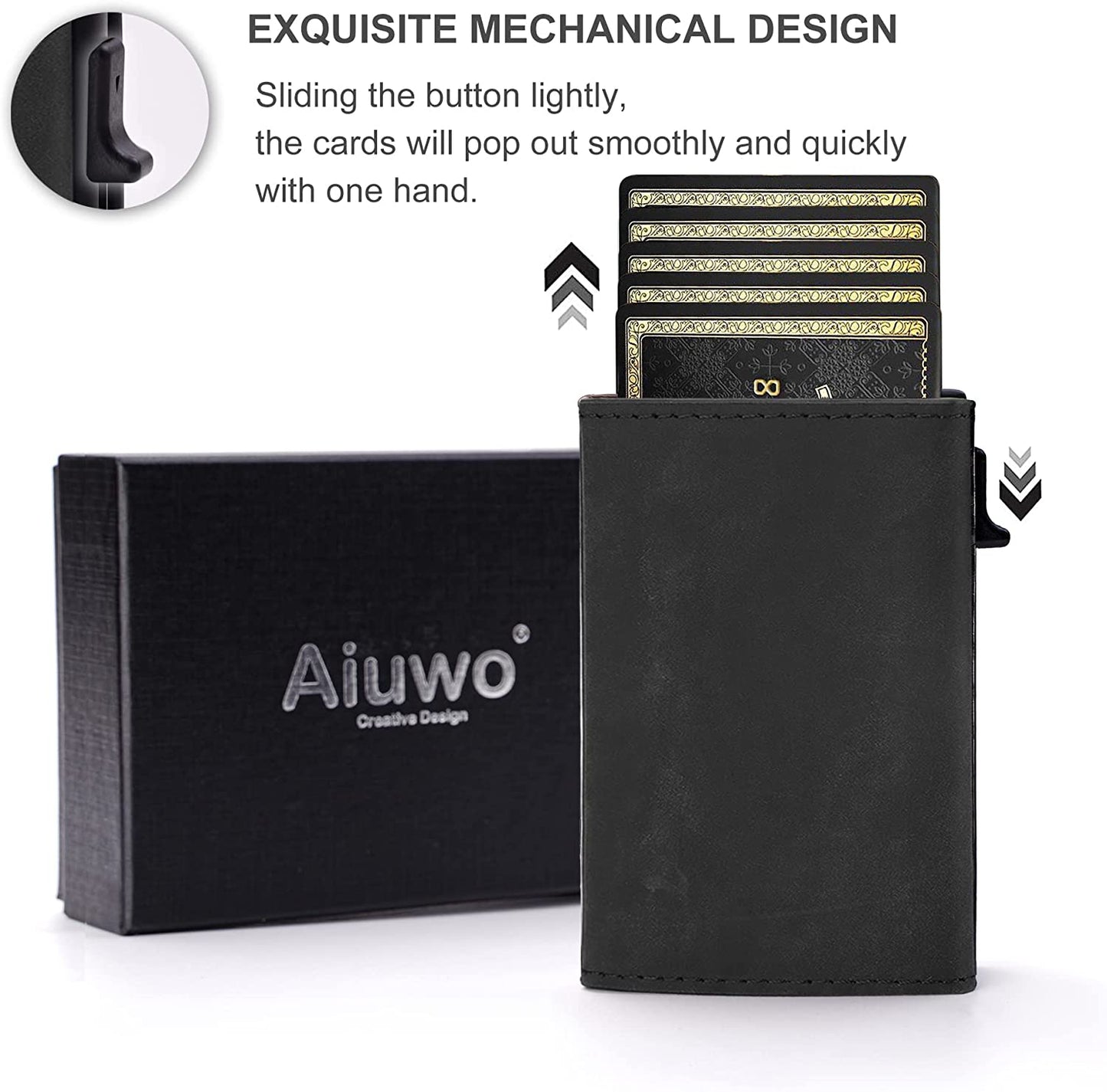 Aiuwo Mens Slim wallet with Money Clip RFID Blocking Credit Card holder Minimalist wallet for Men with Gift Box (Carbon Leather)