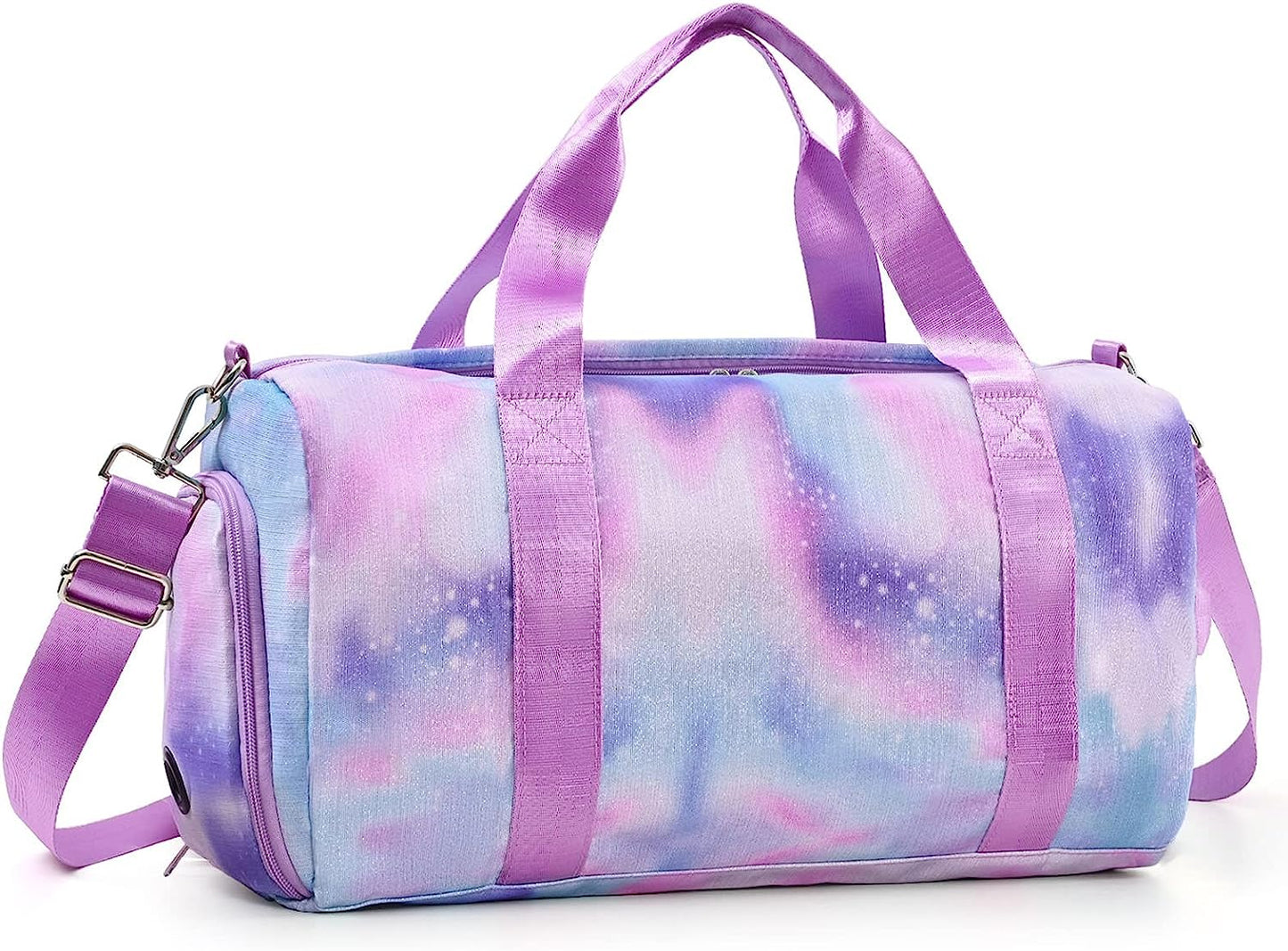 AFFORDABLE RUGICI Travel Duffel Bags for Girls Kids Waterproof Sports Gym Bag for Women, Tie-dye Dance Bag for Girls Teen Overnight Duffel Bag with Shoe Compartment Ballet Small Gym Bag（Pink Rainbow）