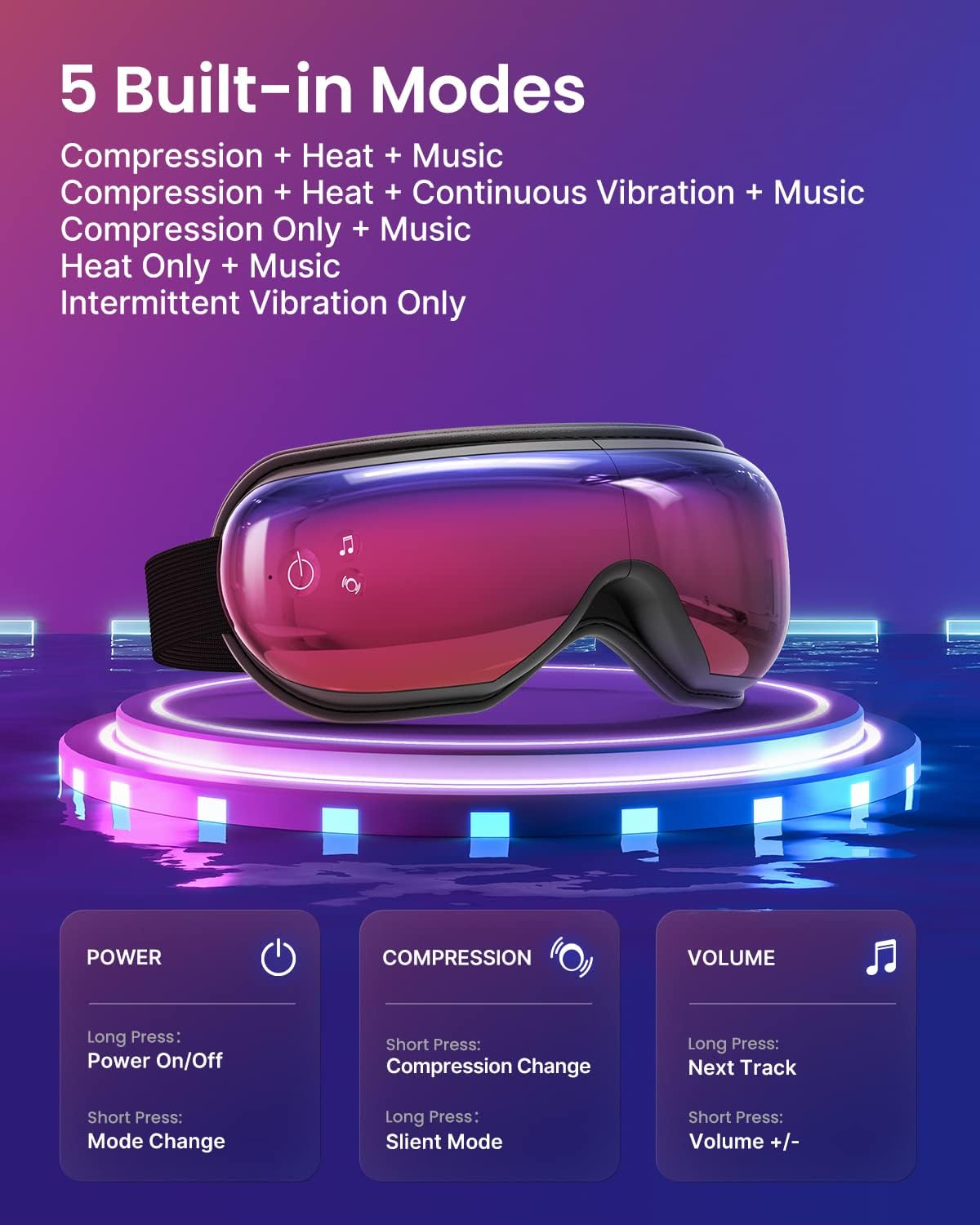 Eye Massager with Heat, Eyeris 1 Eye Mask with Bluetooth Music for Migraine, Heated Eye Care Face Massager, Eye Machine for Relax Eye Strain Dark Circle Eye Bags Dry Eye, Gifts for Women/Men