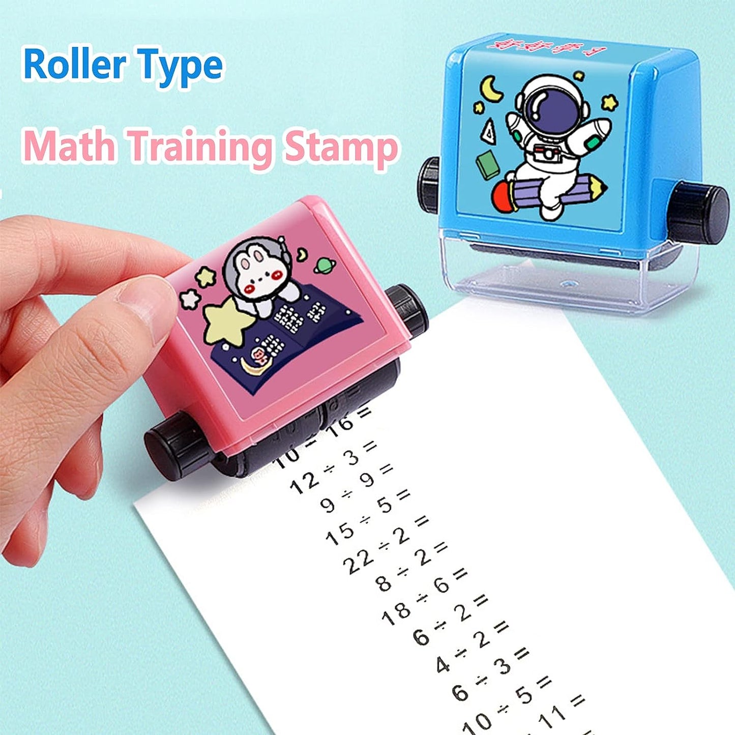 4PCS Smart Math Roller Stamps,Teaching Stamps for Kids,Math Practice Stamps,Addition Subtraction Multiplication Division Math Learning Stamps Within 100,for Preschool Kindergarten Classroom Supplies.