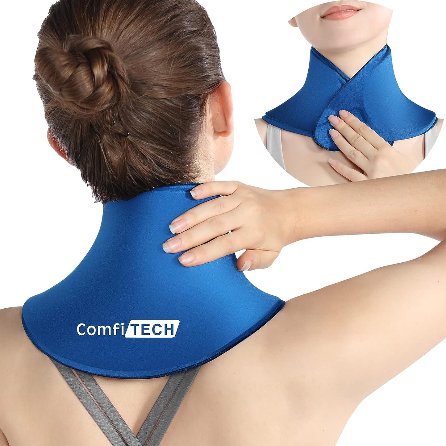 Neck Ice Pack Wrap Gel Reusable Ice Packs for Neck Pain Relief, Cervical Cold Compress Ice Pack for Sports Injuries, Swelling, Office Neck Pressure and Cervical Surgery Recovery (Black)