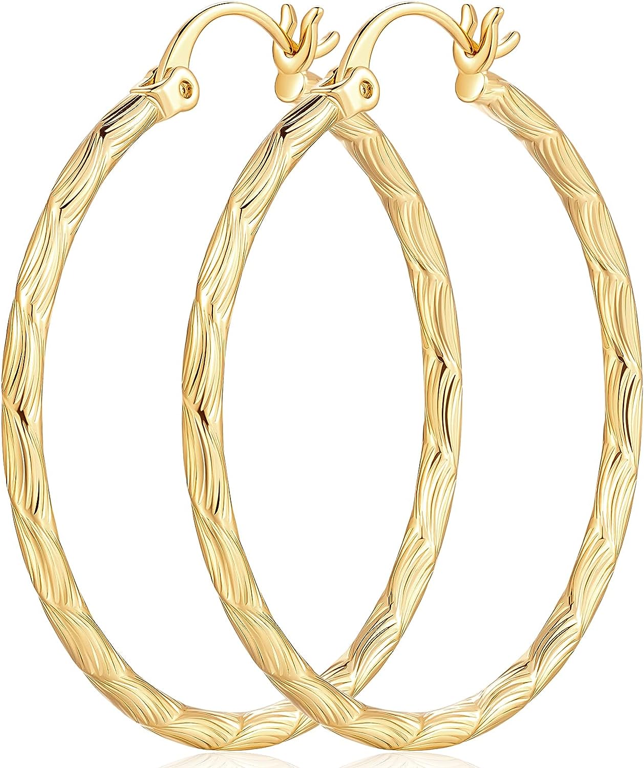 14K Gold Hoop Earrings Large Hoop Earrings Hoop Earrings for Women Hypoallergenic Gold Earrings Hoops Gold Jewelry (35mm)