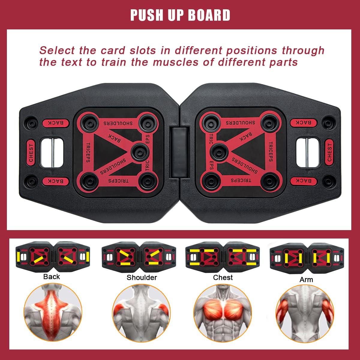 Push Up Board Set Foldable Home Gym Equipment w/ Resistance Bands