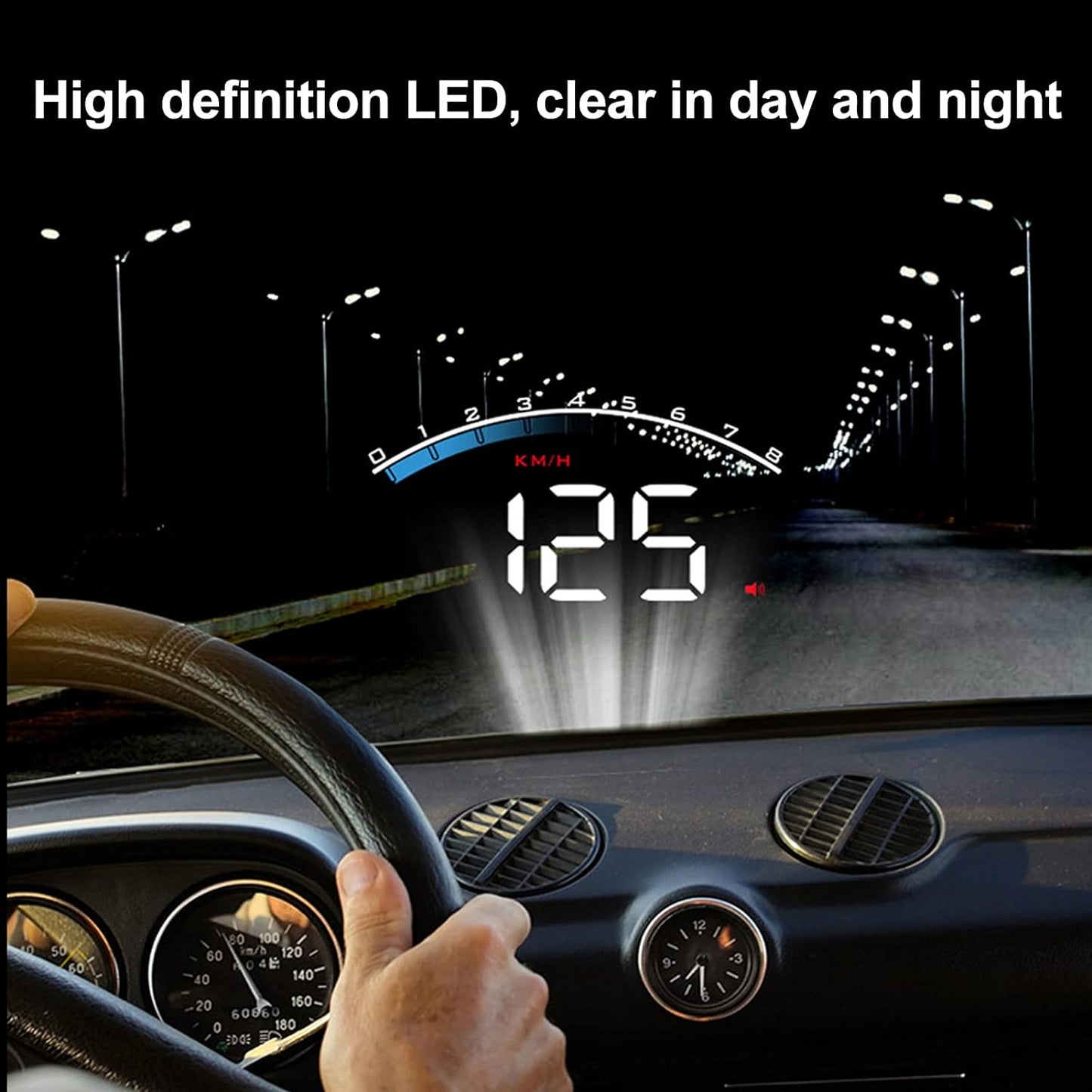 Toothbace Heads Up Display for Cars, Universal Car 3.5 Inch HUD OBD2 Interface Windshield Projector Digital Speedometer Mph, OverSpeed Warning, Water Temperature, Battery Voltage, Mileage Measurement