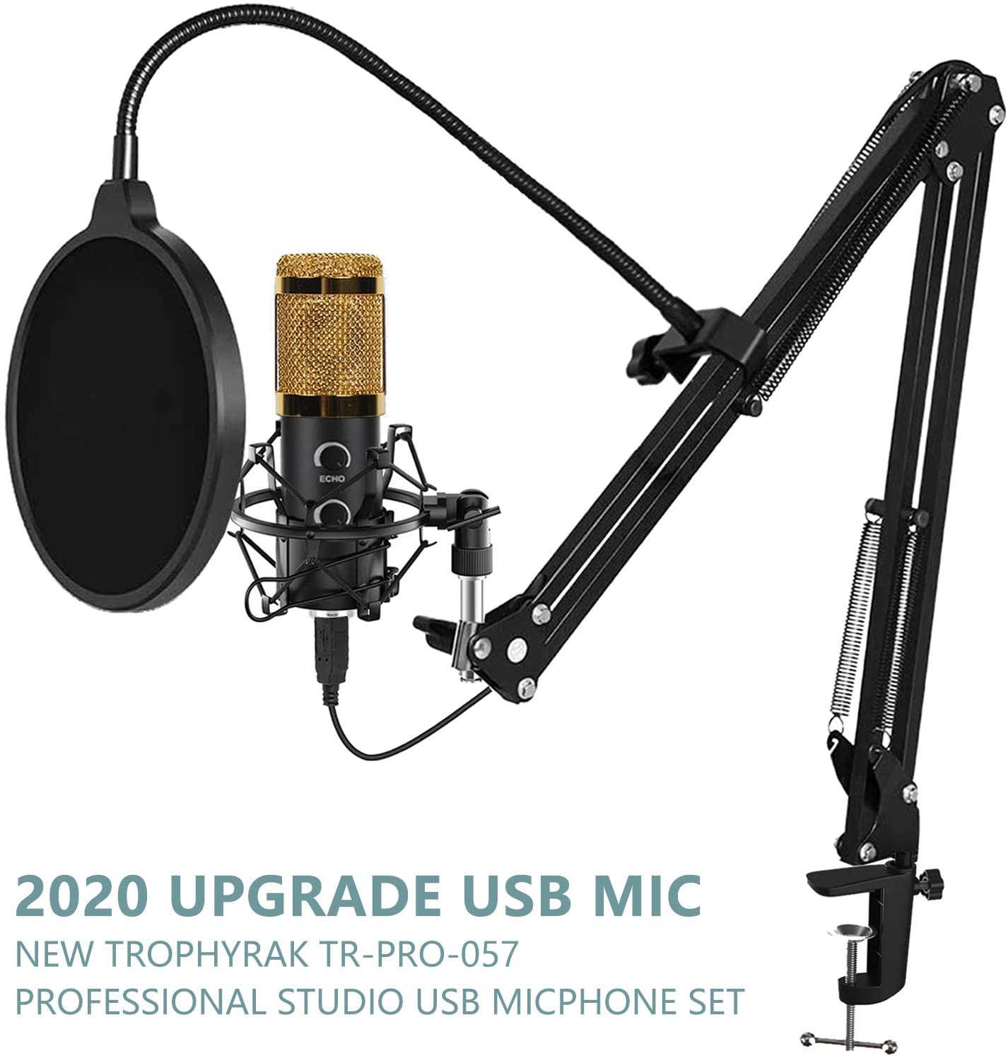 2024 Upgraded USB Microphone for Computer, Mic for Gaming, Podcast, Live Streaming, YouTube on PC, Mic Studio Bundle with Adjustment Arm Stand.