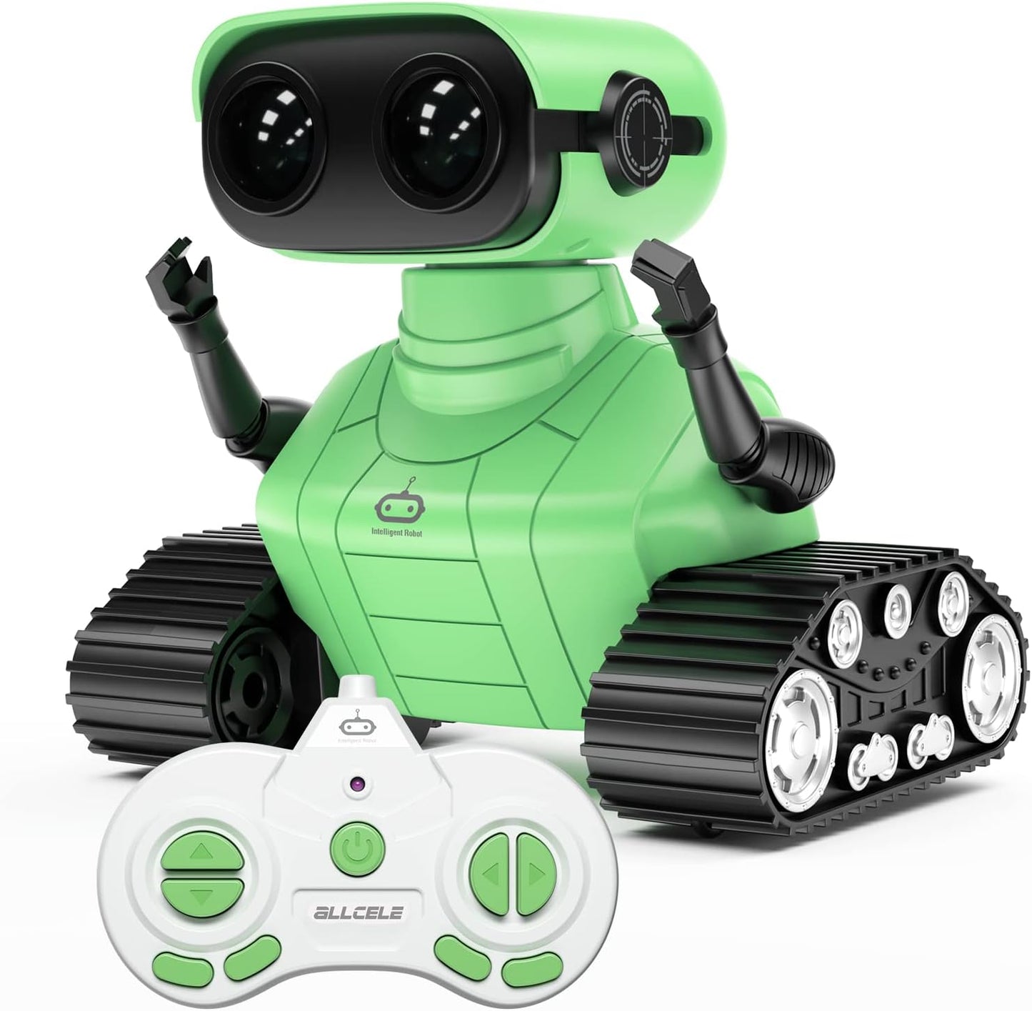 ALLCELE Robot Toys, Rechargeable RC Robots for Kids Boys, Remote Control Toy with Music and LED Eyes, Gift for Children Age 3 Years and Up - Yellow