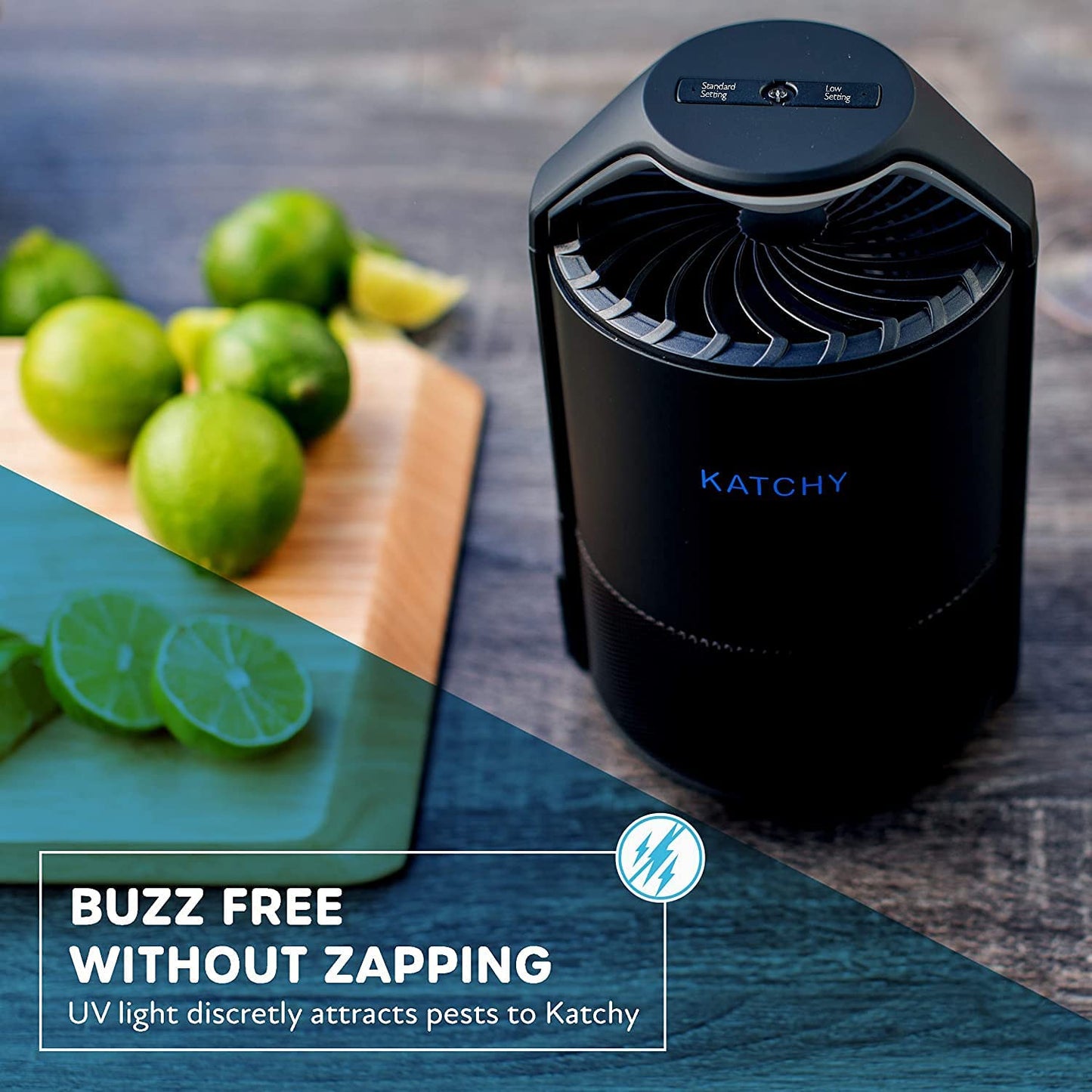 Katchy Indoor Insect Trap - Catcher & Killer for Mosquito, Gnat, Moth, Fruit Flies - Non-Zapper Traps for Buzz-Free Home - Catch Flying Insect Indoors with Suction, Bug Light & Sticky Glue (Black)