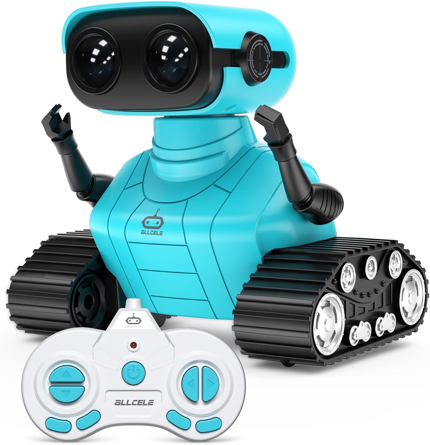 ALLCELE Robot Toys, Rechargeable RC Robots for Kids Boys, Remote Control Toy with Music and LED Eyes, Gift for Children Age 3 Years and Up - Yellow