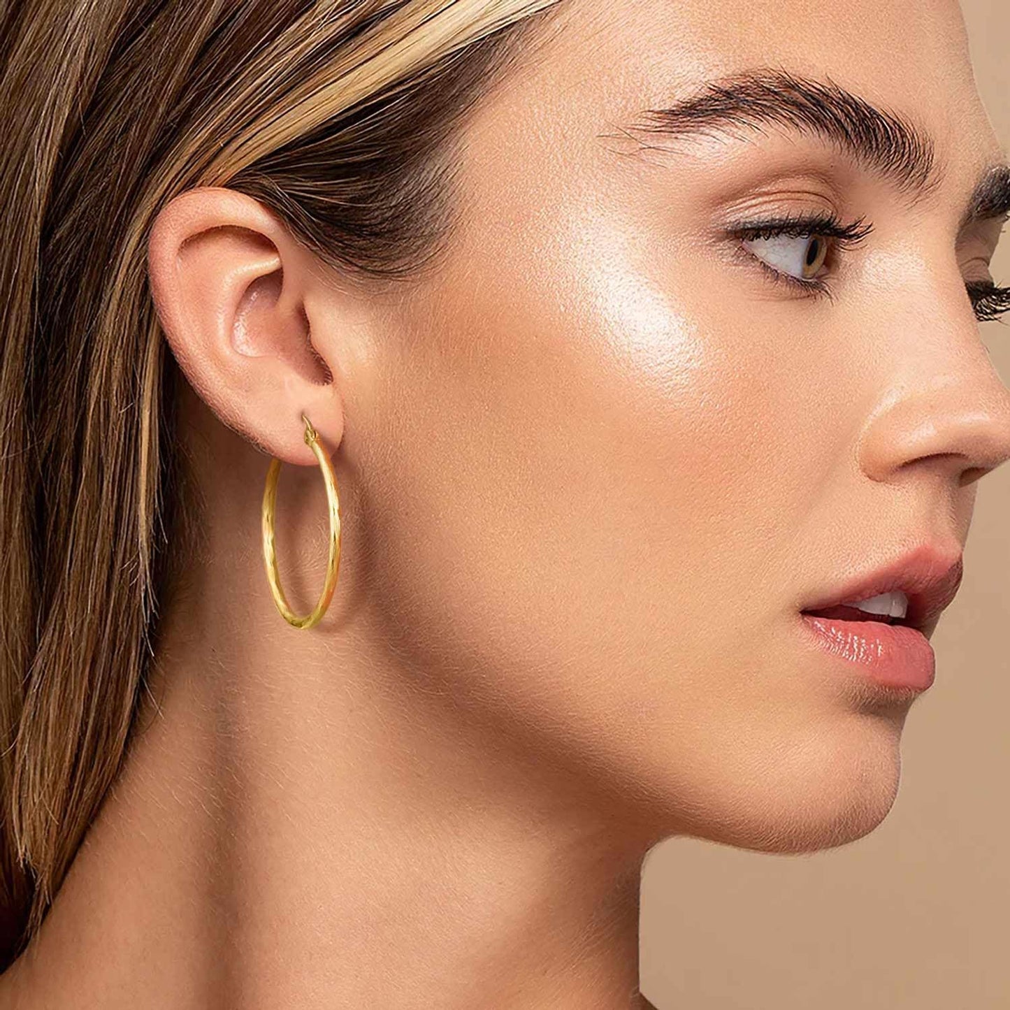14K Gold Earrings Large Earrings Hoop Earrings for Women Hypoallergenic Gold Earrings Gold Jewelry (35mm)