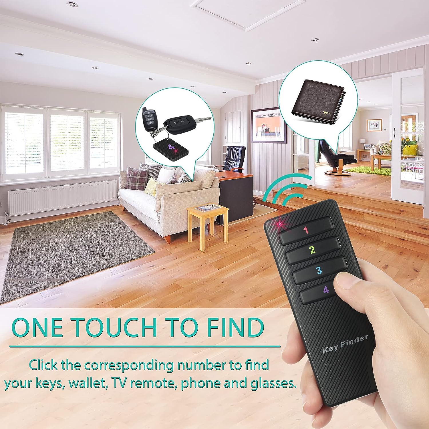 Esky Key Finder - Wallet Tracker, Key Finders & Trackers with 80dB Noise  Sound and 6 Receivers - Wallet Finder and Item Locator for Finding Key