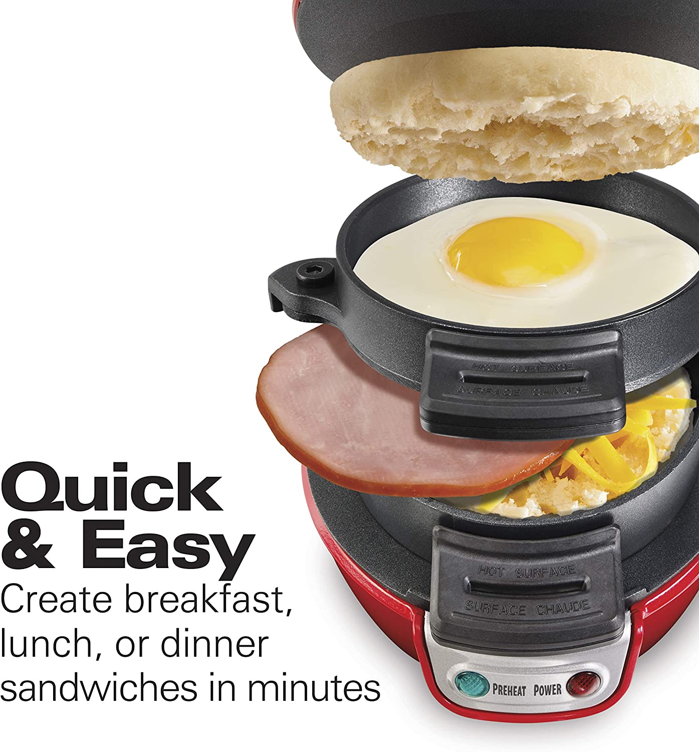  Hamilton Beach Breakfast Sandwich Maker with Egg Cooker Ring,  Customize Ingredients, Perfect for English Muffins, Croissants, Mini  Waffles, Perfect White Elephant Gifts, Mint (25482) : Grocery & Gourmet Food