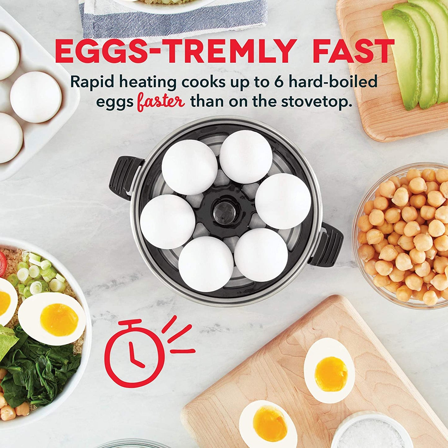 Rapid Egg Cooker: 6 Egg Capacity Electric Egg Cooker for Hard Boiled Eggs, Poached Eggs, Scrambled Eggs.