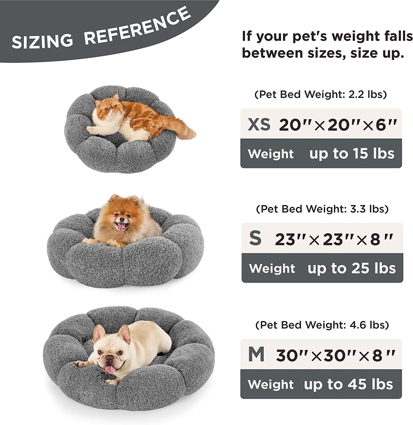 Lesure Calming Small Dog Bed - Donut Round Fluffy Puppy Bed in Teddy Sherpa Plush, Anti-Slip Cute Flower Cat Beds for Indoor Cats, Anti-Anxiety Pet Bed Fits up to 25 lbs, Machine Washable, Pink 23"