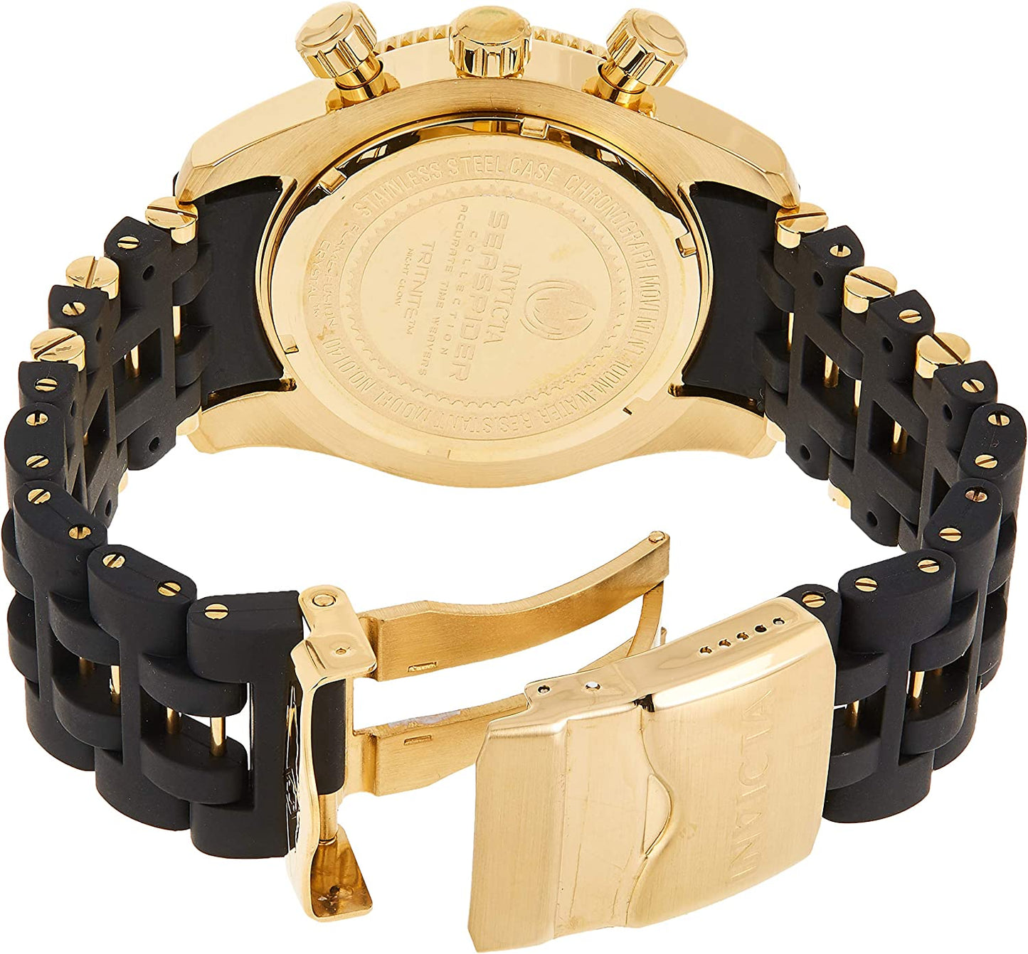 Sea Spider Collection 18k Gold Ion-Plated and Black Polyurethane Watch