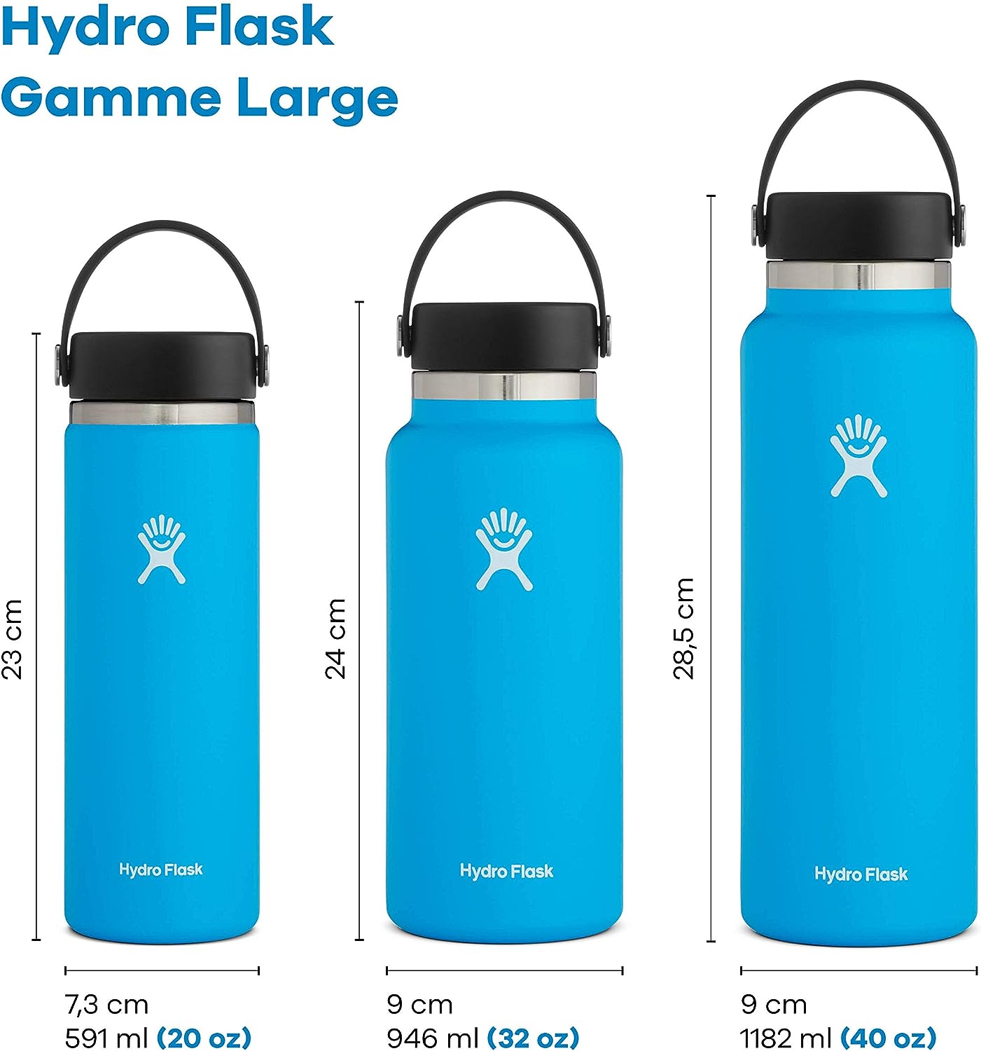 Hydro Flask Water Bottle - Stainless Steel & Vacuum Insulated - Wide Mouth 2.0 with Leak Proof Flex Cap - 32 oz, Sunflower