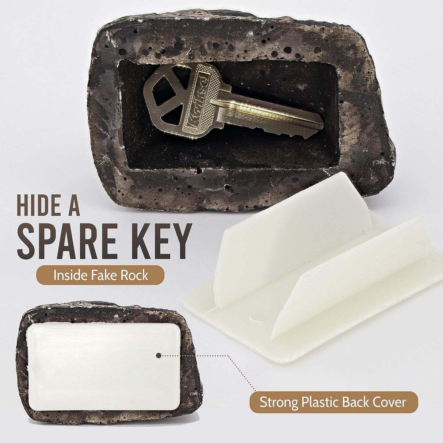Grand Hide-a-Spare-Key Fake Rock - Looks & Feels like Real Stone - Safe for Outdoor Garden or Yard, Geocaching (1)