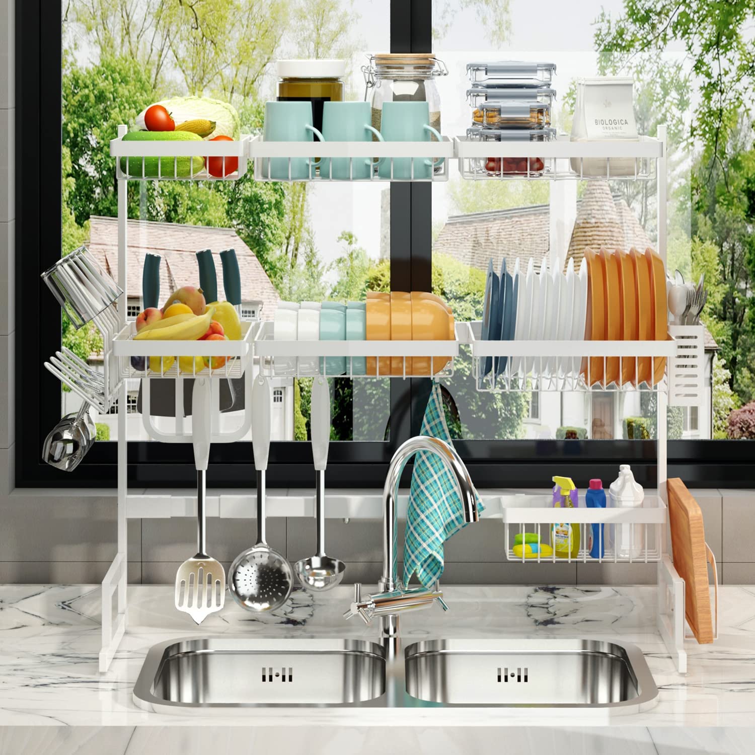 Over Sink(24-40) Dish Drying Rack, Adjustable Cutlery Holders Draine –  PROARTS AND MORE