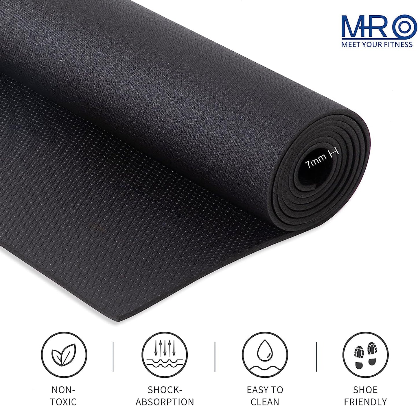 Premium Large Exercise Mat 6'x4.5'x7mm, Ultra Durable Workout Mats for Home Gym Flooring, Non-Slip, Thick Cardio Mat for Plyo, MMA, Jump, Weightlifting- Shoe Friendly, Eco Friendly