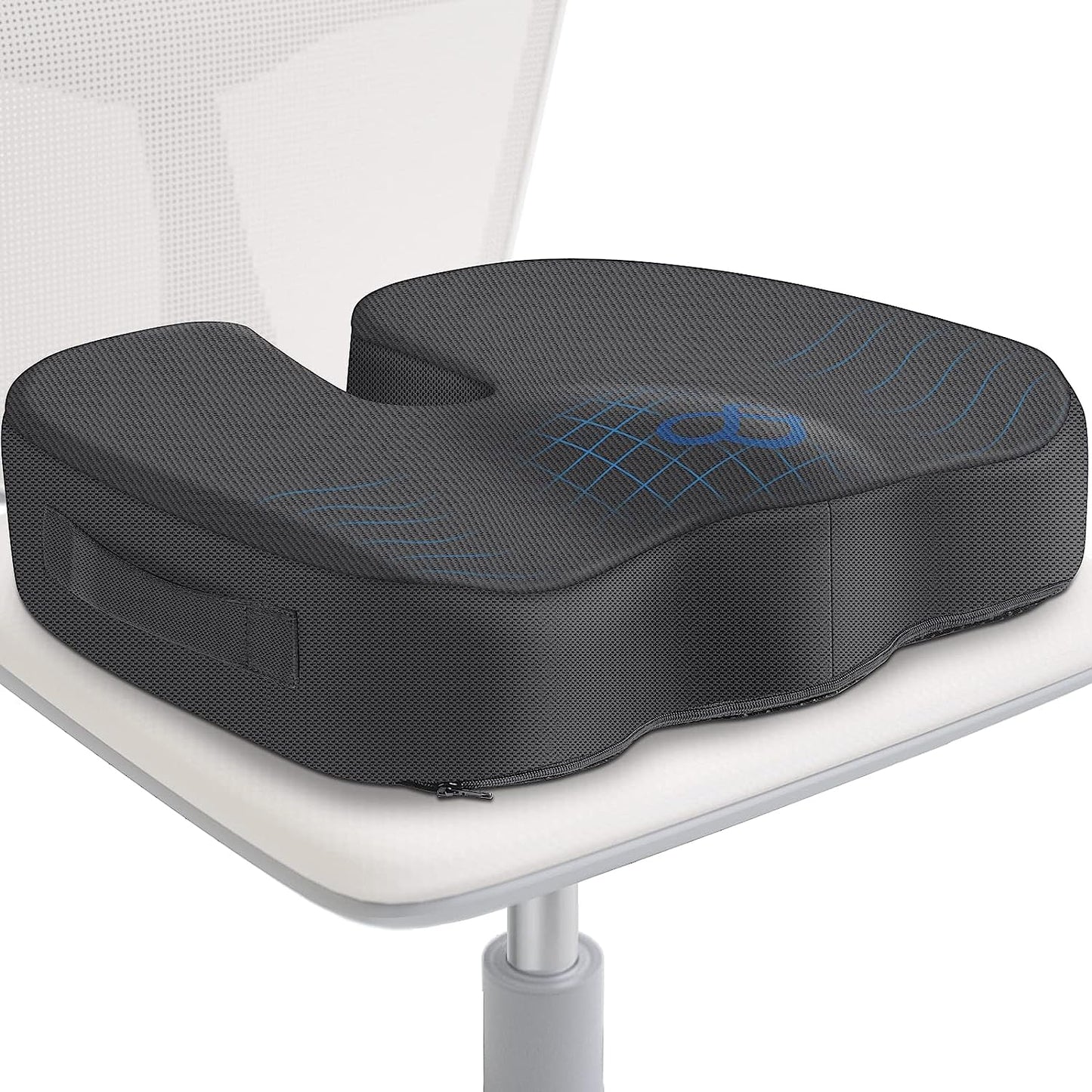 Cushion for Office Desk Chair, Memory Foam, Non-Slip, Cushion Back, Coccyx, Sciatica, Tailbone Pain Relief Butt Pillow for Car, Wheelchair, Black