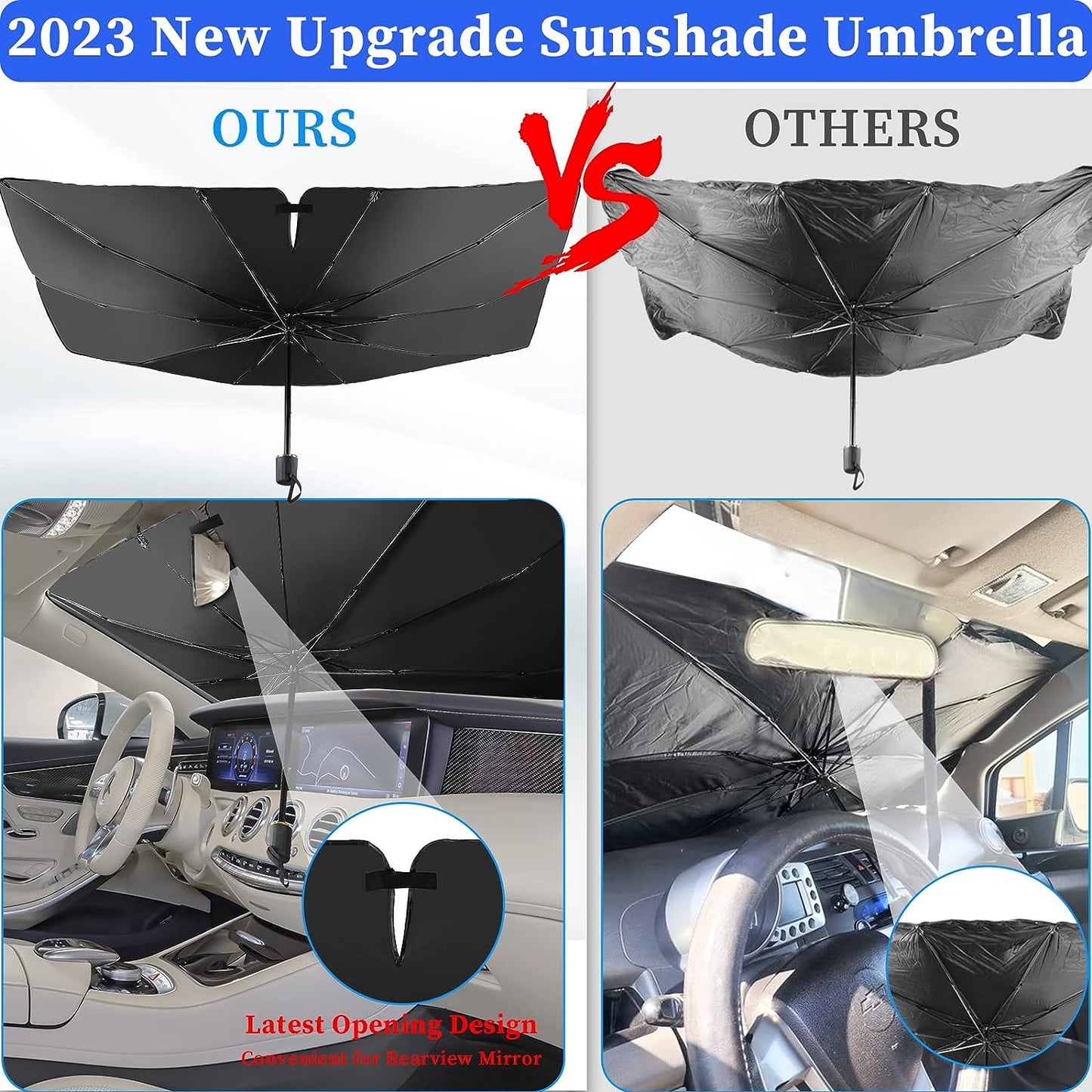 THE Car Sun Shade Windshield Umbrella-Upgraded Opening Design Foldable Car Windshield Cover Sunshade Umbrella UV Block,Automotive Car Front Window of Heat Insulation Protection for Most Car SUV CRV Trucks