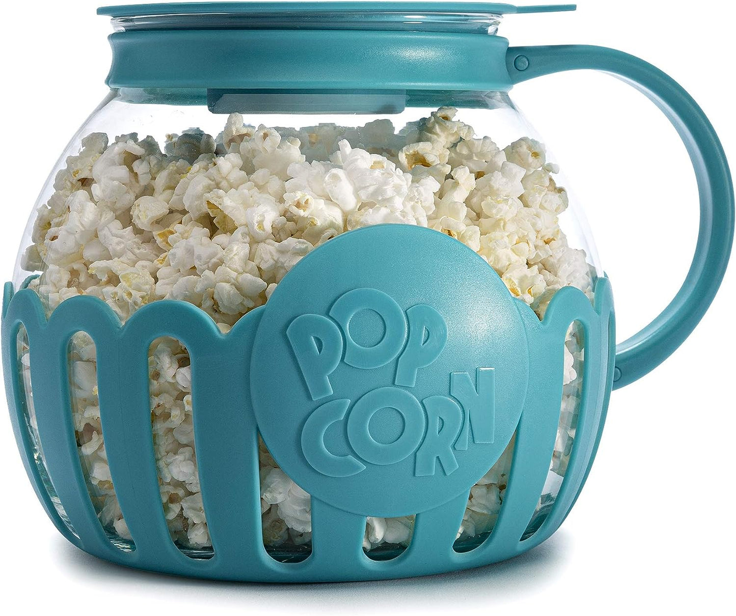 Superior Micro-Pop Microwave Popcorn Popper with Temperature Safe Glass, 3-in-1 Lid Measures Kernels and Melts Butter, Made Without BPA, Dishwasher Safe, 3-Quart, Red