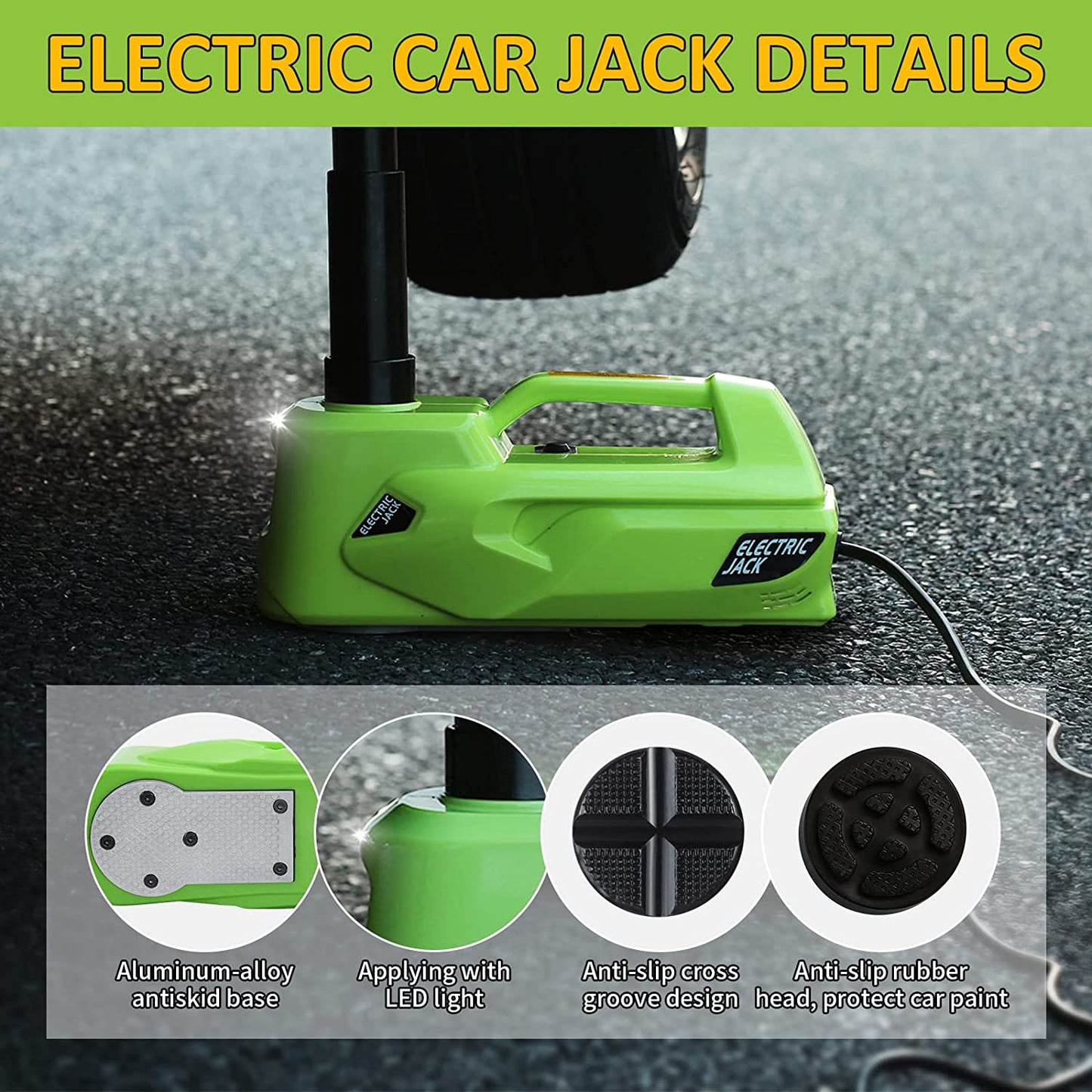 Electric Car Jack 5 Ton(11,000lb) 12V Hydraulic Jack, Portable Emergency Car Lift Tire Change Kit