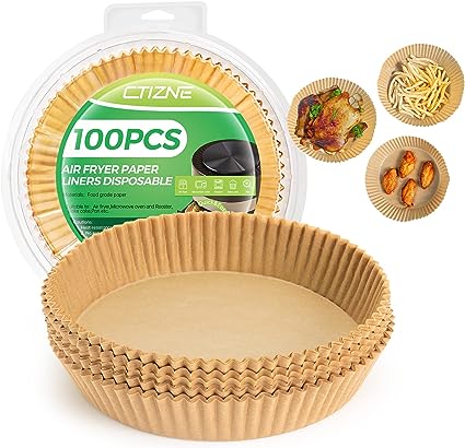 Air Fryer Paper Liners Disposable: 100PCS Round Airfryer Oven Insert Parchment Sheets Grease and Water Proof Non Stick Basket Liners for Baking Cooking.