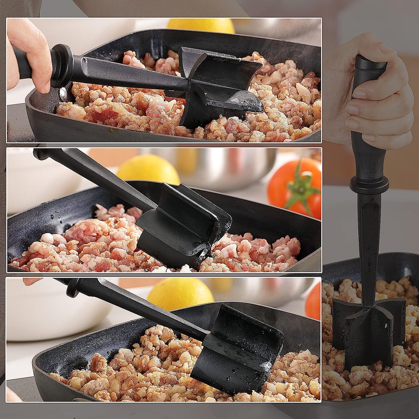Meat Chopper for Ground Beef, Heat Resistant Meat Masher for Hamburger –  PROARTS AND MORE