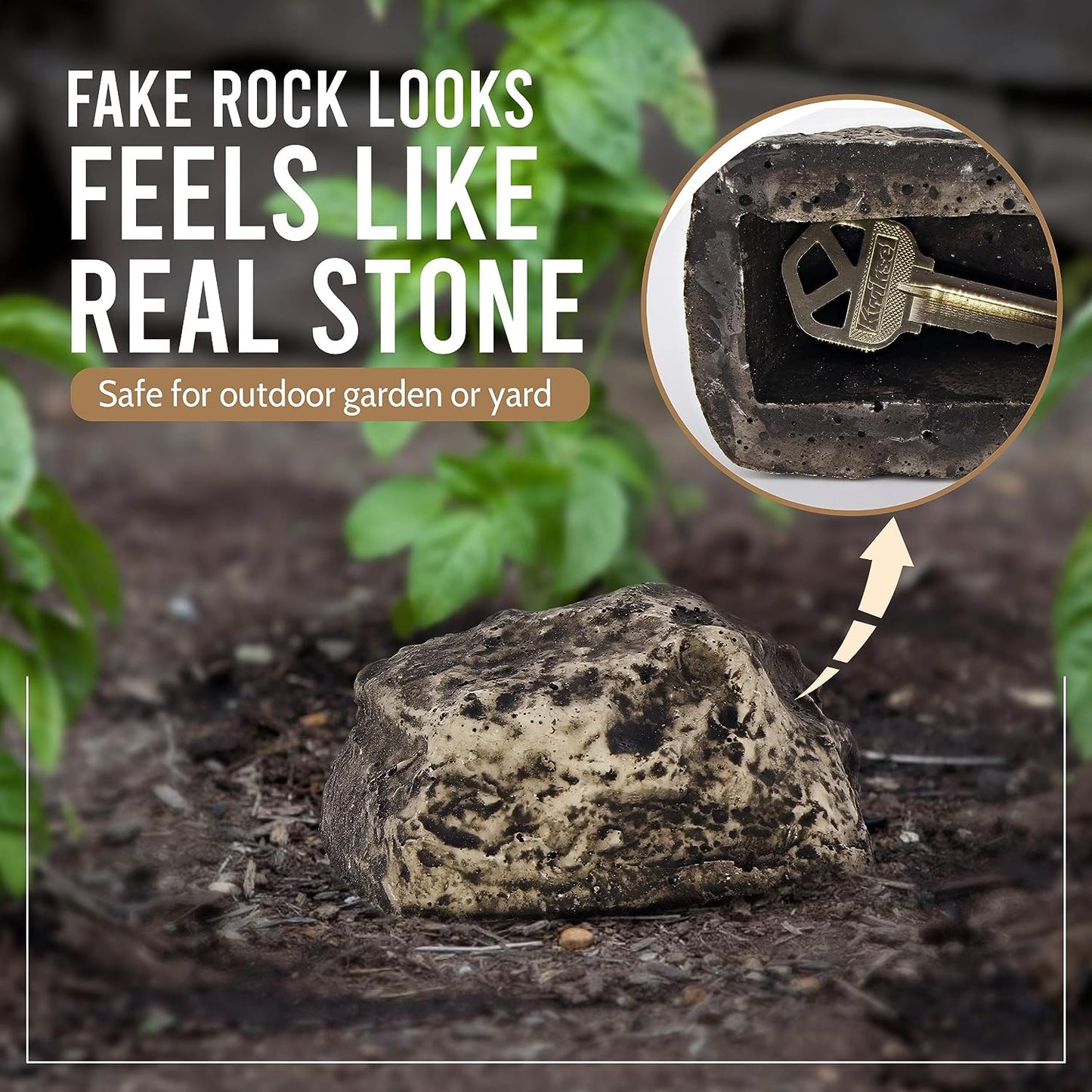 Grand Hide-a-Spare-Key Fake Rock - Looks & Feels like Real Stone - Safe for Outdoor Garden or Yard, Geocaching (1)