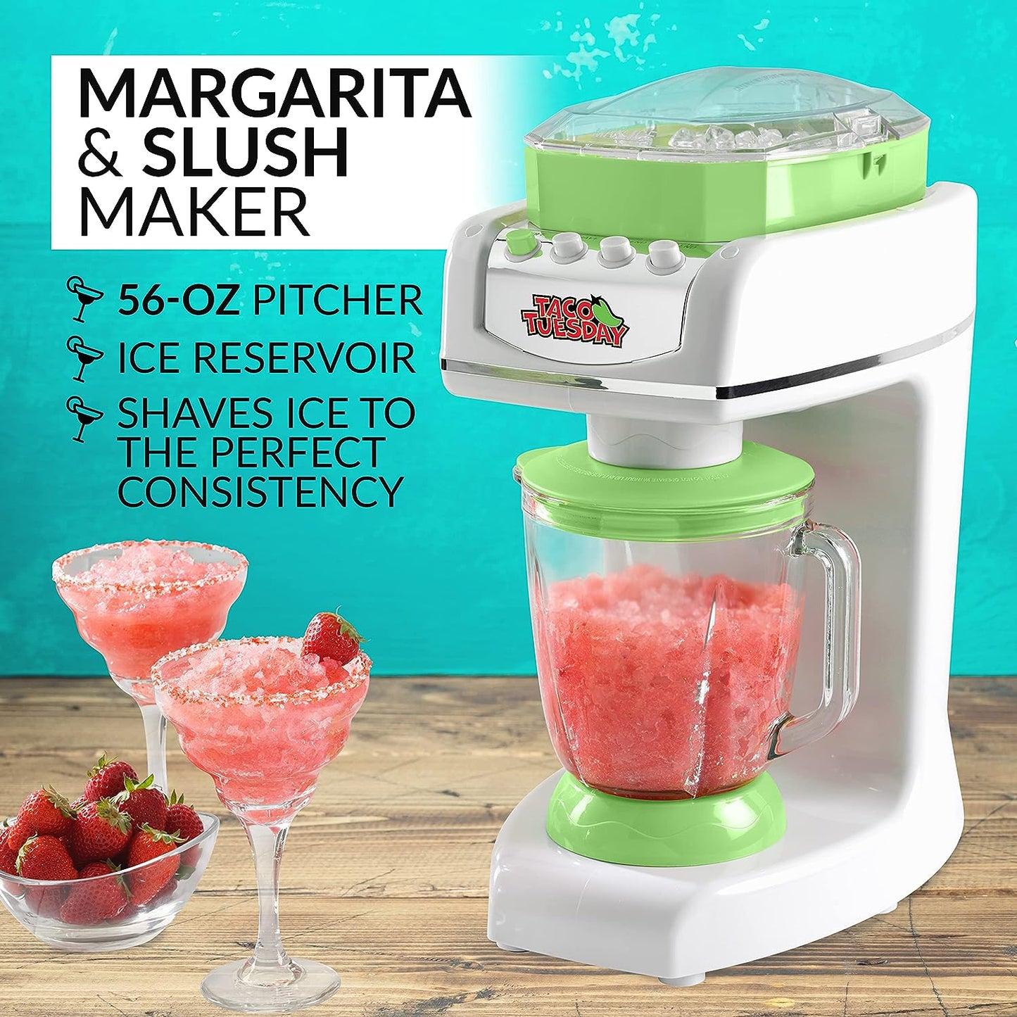 Splendid, Amazing Margarita Machine - Blender for Smoothies, Margaritas, Daiquiris, and Slushies - Red - 64-Ounce
