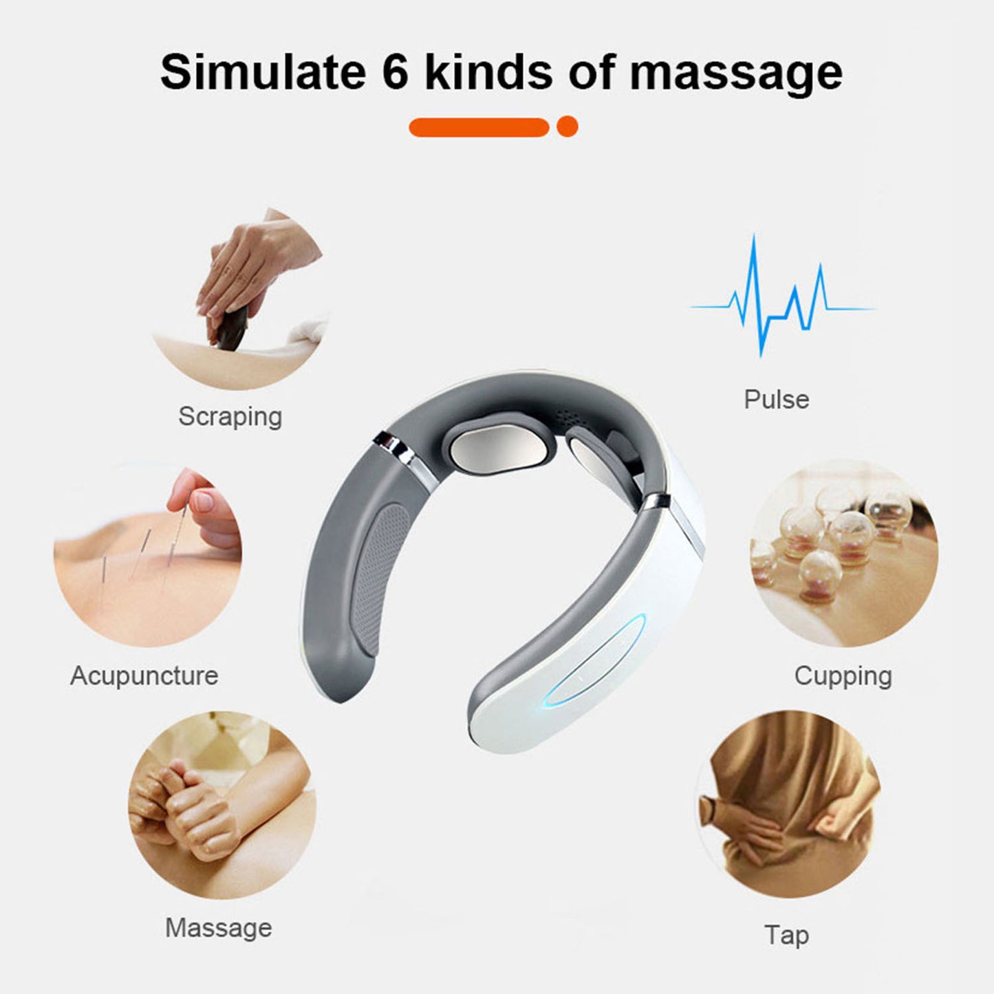 Neck Massager with Heat, Rechargeable, Pain Relief, Cordless Intelligent Neck Massage, 6 Modes Multi Levels Portable Deep Tissue Trigger Point Massager Car, Home, Outdoor, Office Lightweight 9 Speeds