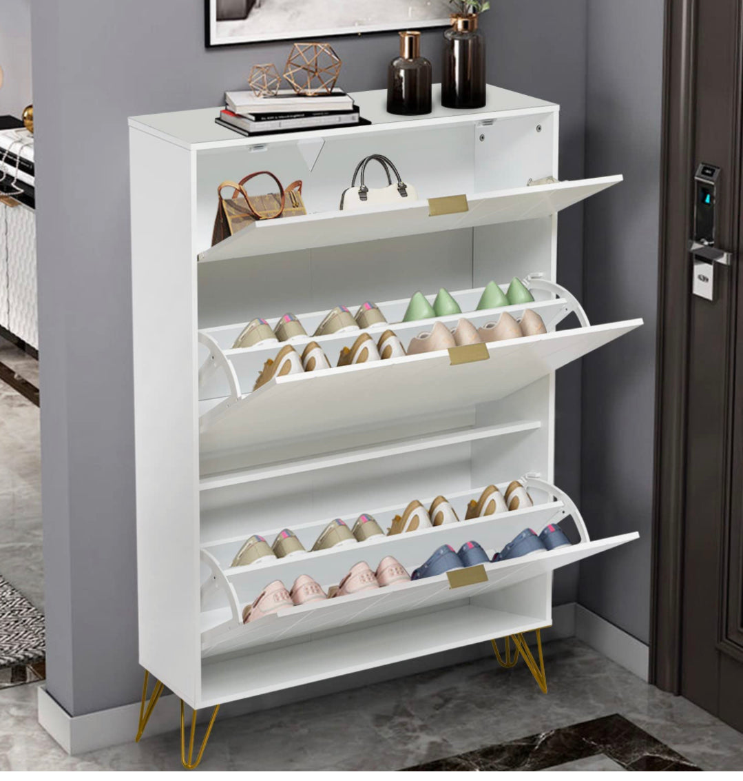 Shoe Cabinet for Entryway, Modern Free Standing Shoe Storage
